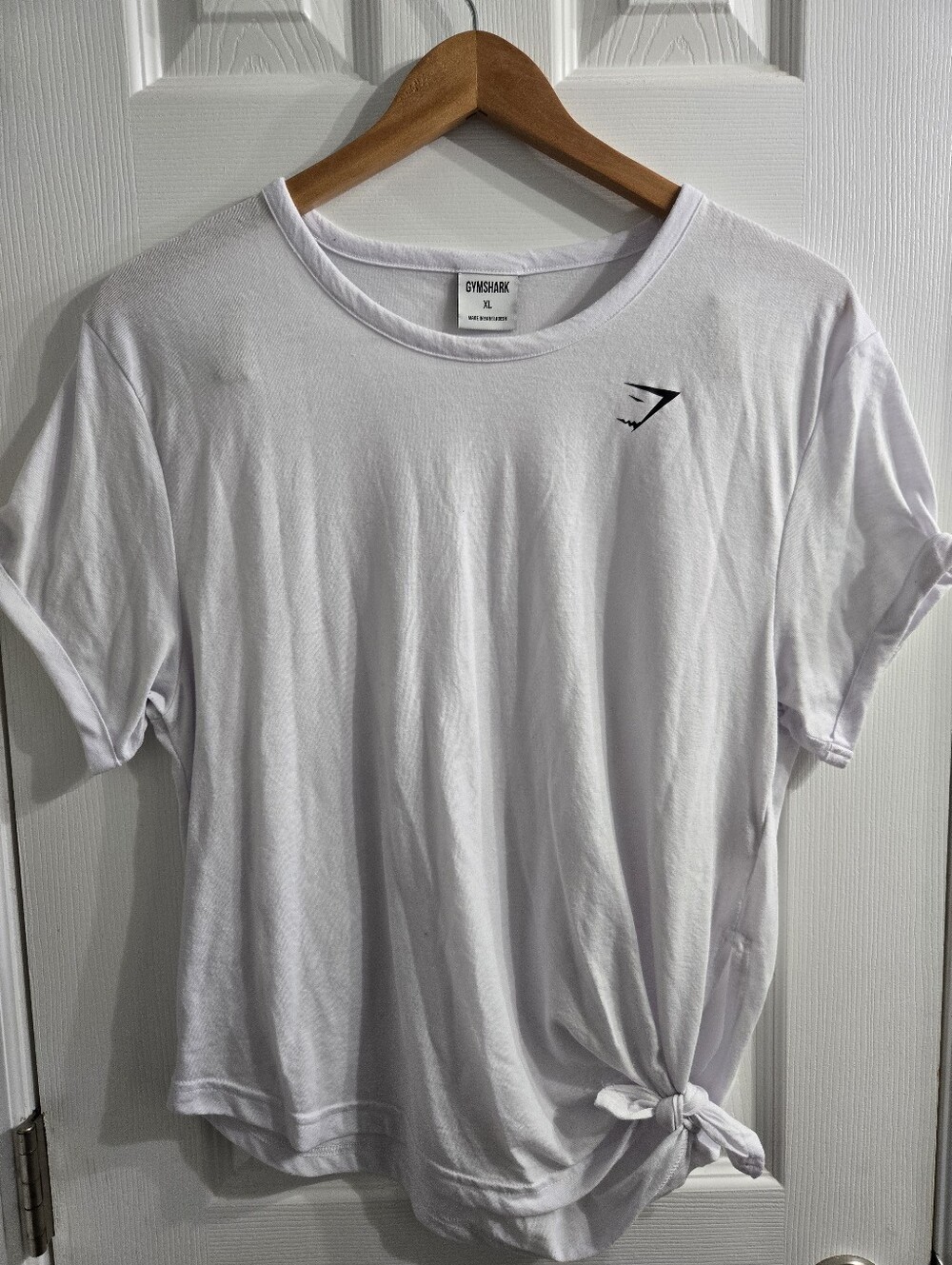 Gymshark White Knotted Top Tee T-shirt SS Sz XL EUC